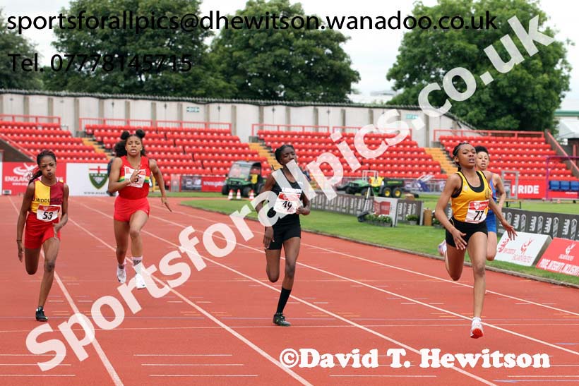 Junior girls 200 metres, English Schools Track and Field. Photo: David T. Hewitson/Sports for All Pics